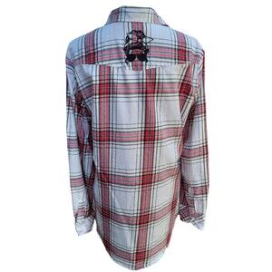 UPCYCLED Flannel with "Messy Bun" Embroidered Patch | Large